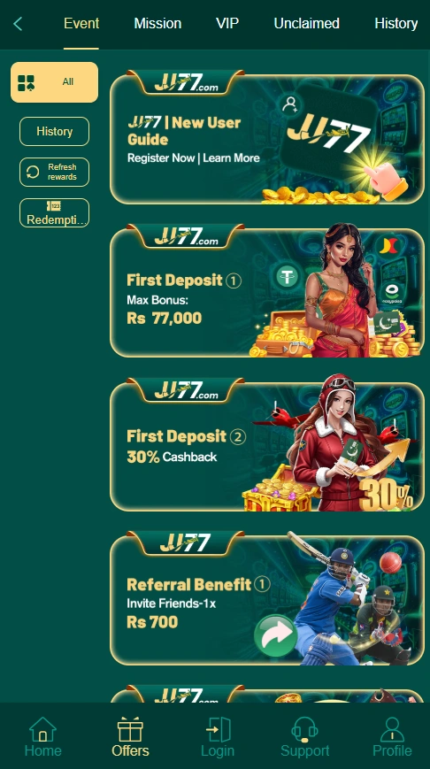 JJ77 Game rewards