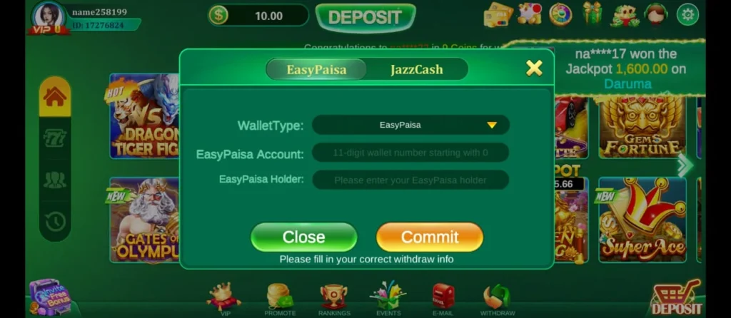 Jeeto Slots Game withdrawal