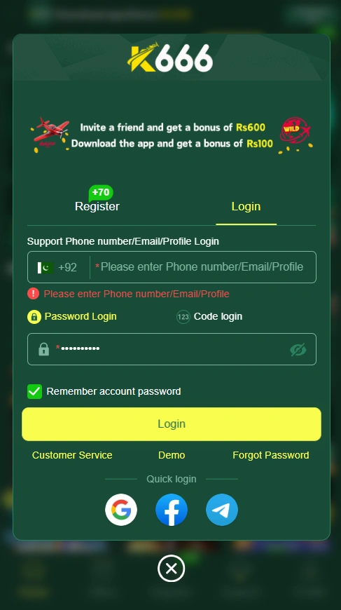 K666 Game login